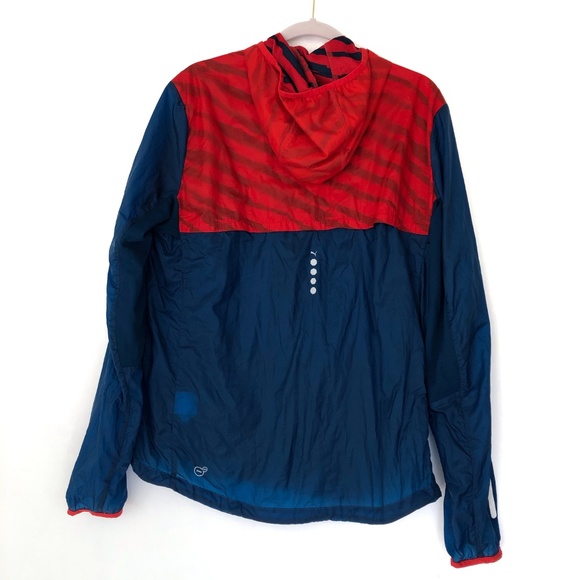 🌵Puma (L) Blue Red Running Windbreaker Jacket - Picture 2 of 8